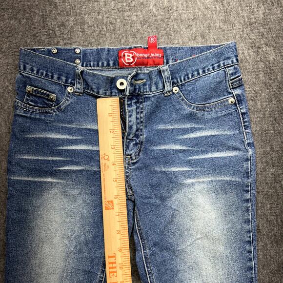 Bongo Jeans Women’s Size 1 Blue Bootcut Stretch Denim Whiskered Distressed - Picture 15 of 16